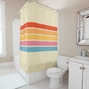 Colourful Striped 70s 80s Retro Racing Stripes Shower Curtain