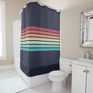 Colourful Striped 70s 80s Retro Racing Stripes Shower Curtain
