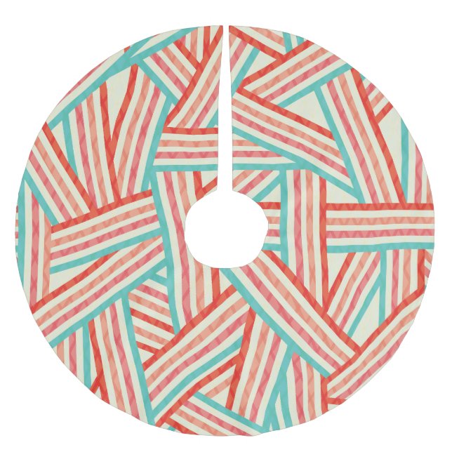 Colourful Striped Abstract Pattern Brushed Polyester Tree Skirt (Front)