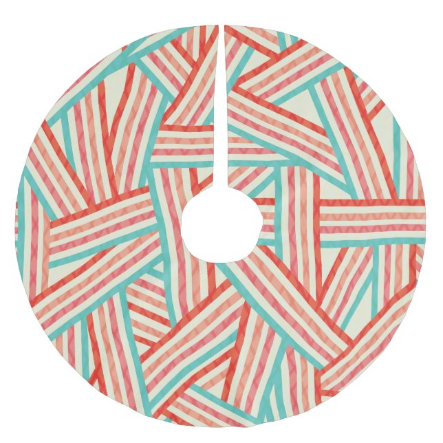 Colourful Striped Abstract Pattern Brushed Polyester Tree Skirt (Front)