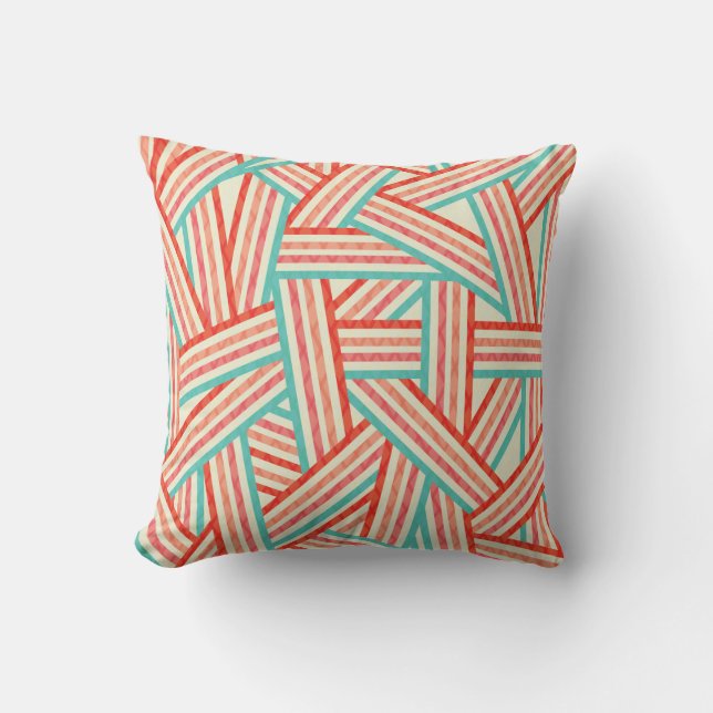 Colourful Striped Abstract Pattern Cushion (Front)