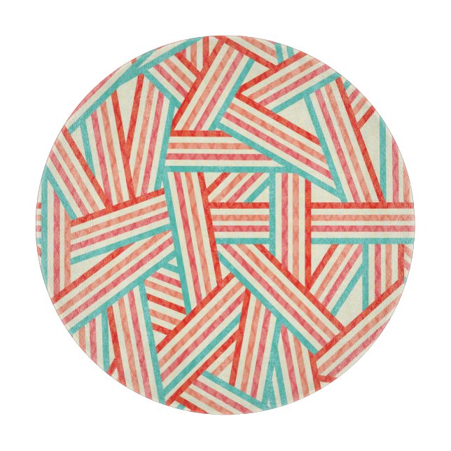 Colourful Striped Abstract Pattern Cutting Board (Front)