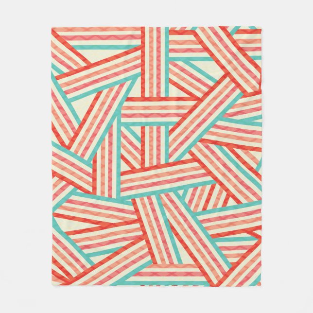 Colourful Striped Abstract Pattern Fleece Blanket (Front)