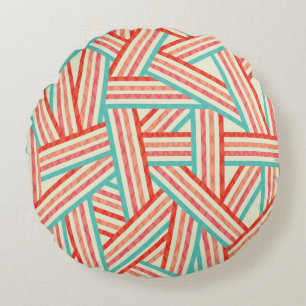 Colourful Striped Abstract Pattern Round Cushion