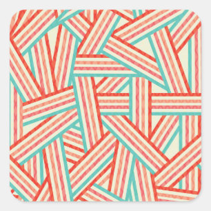 Colourful Striped Abstract Pattern Square Sticker