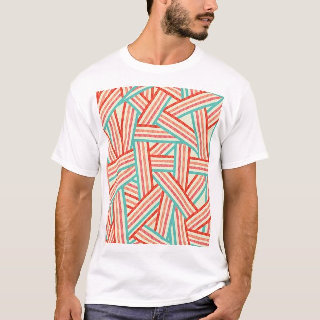 Colourful Striped Abstract Pattern T-Shirt (Front)