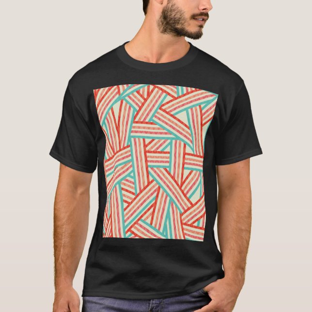 Colourful Striped Abstract Pattern T-Shirt (Front)