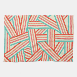 Colourful Striped Abstract Pattern Tea Towel