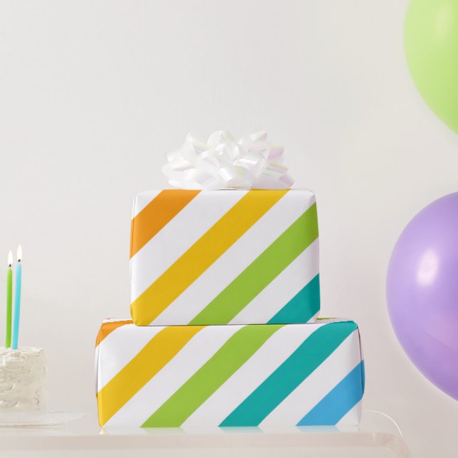 Colourful Striped Birthday Wrapping Paper (Party Gifts)