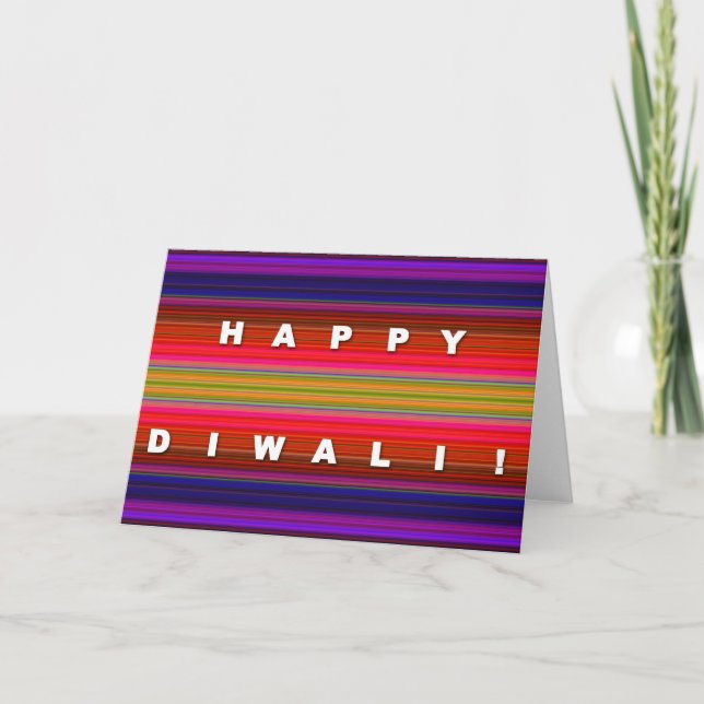 Colourful Striped Diwali Card (Front)