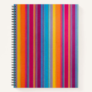 Colourful Striped Fabric Art Spiral Notebook