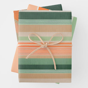 Colourful Striped Fabric Art Wrapping Paper Sheets