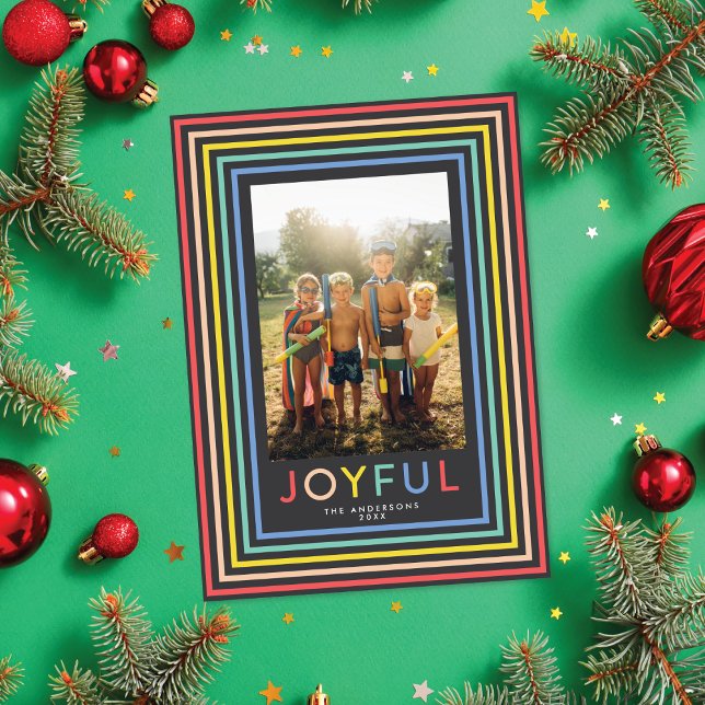 Colourful Striped Frame | Holiday Photo Card (Creator Uploaded)