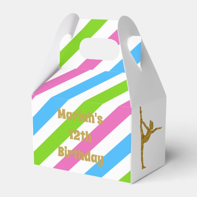 Colourful Striped Glitter Gymnast Gable Box (Front Side)