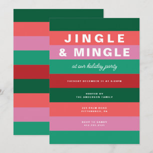 Colourful Striped Holiday Party Invitation