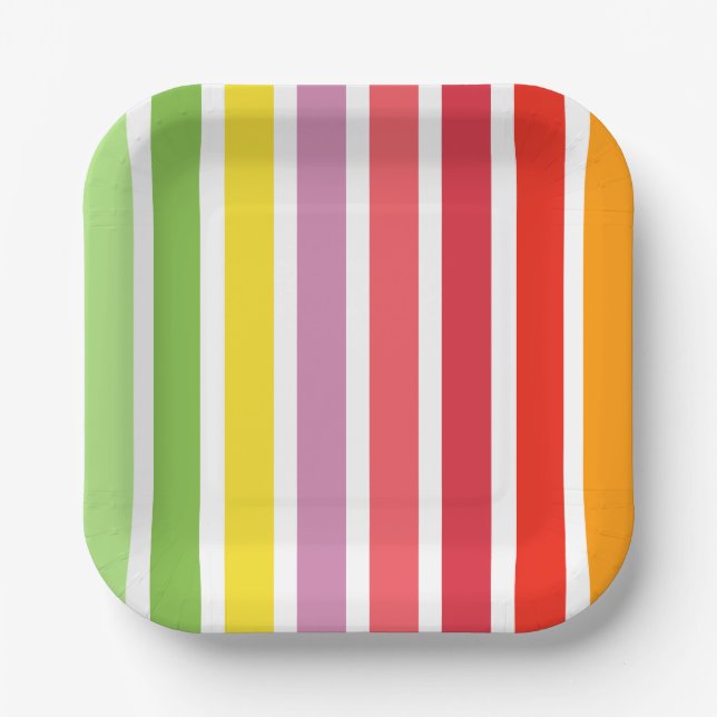Colourful Striped  Paper Plate (Front)