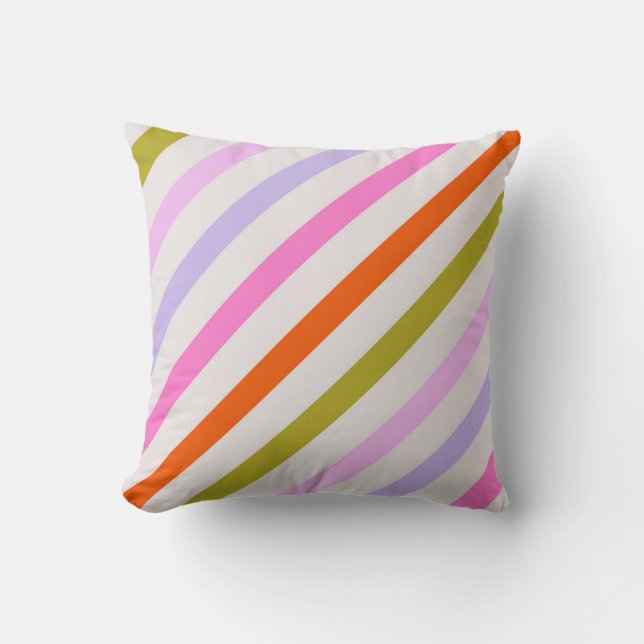 Colourful striped pattern cushion (Front)