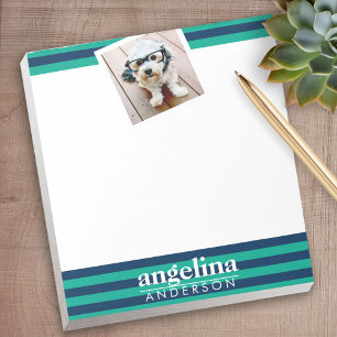 Colourful Striped Pattern Custom Name and Photo Notepad