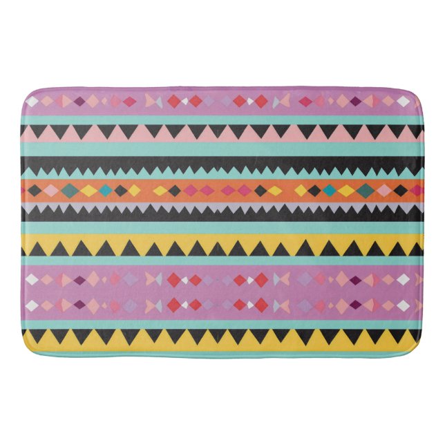Colourful Striped Pattern mix Bath Mat (Front)