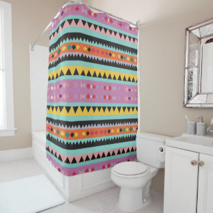 Colourful Striped Pattern mix Shower Curtain
