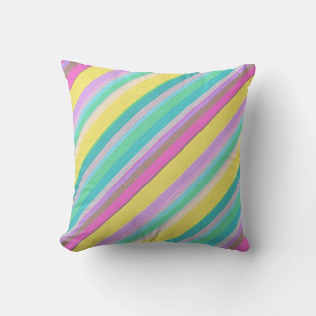 Colourful Striped Pattern Throw Pillow (Front)