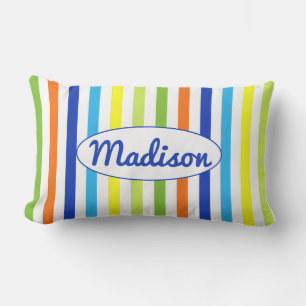 Colourful Striped Personalised Lumbar Cushion