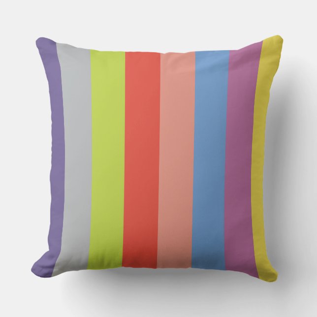 Colourful Striped Square Throw Pillow (Front)