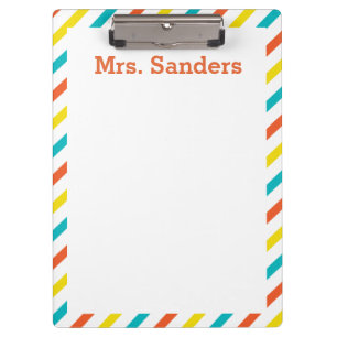 Colourful Striped Teacher's Clipboard
