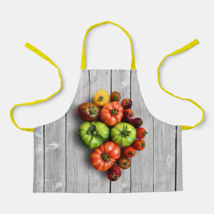 Colourful Striped Tomatoes on Weathered Table Apron