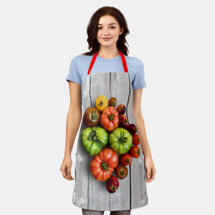 Colourful Striped Tomatoes on Weathered Table Apron