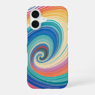 Colourful Striped Waves iPhone 16 Case