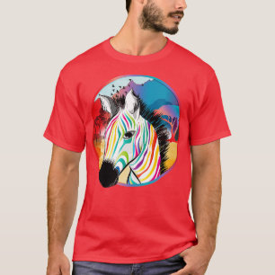 Colourful striped zebra in the colourful savannah T-Shirt