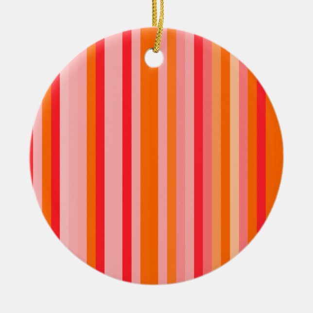 Colourful Stripes 02 Ceramic Tree Decoration (Front)