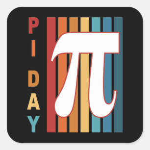 Colourful Stripes 3.14 Pi Day Square Sticker