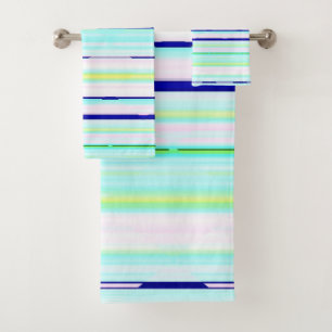 Colourful stripes abstract bath towel set