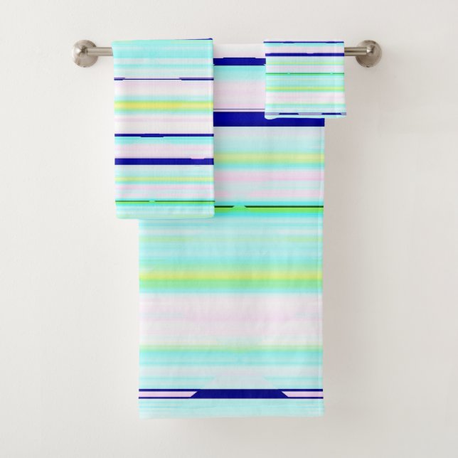 Colourful stripes abstract bath towel set (Insitu)