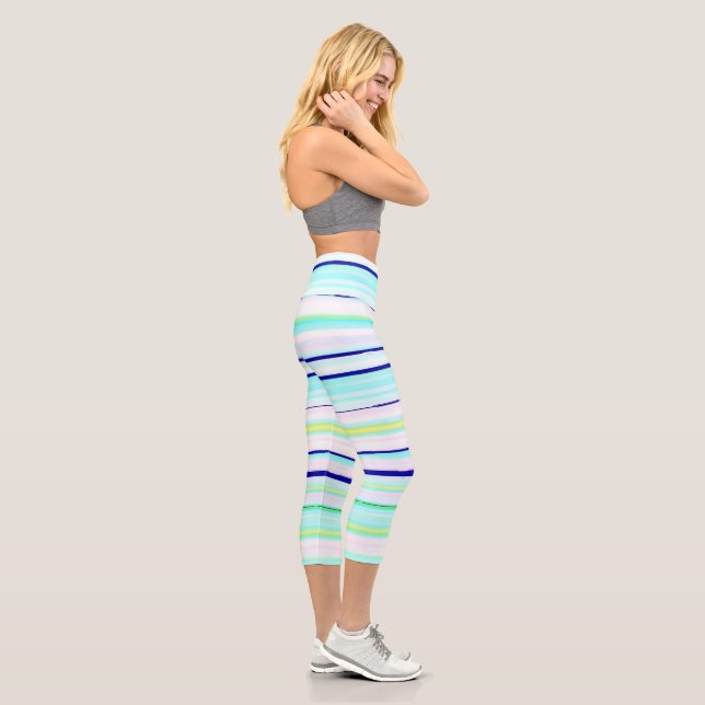Colourful stripes abstract capri leggings (Right)