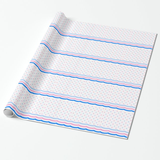 Colourful Stripes and Polka Dots Wrapping Paper (Unrolled)