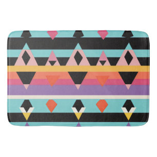 colourful stripes and triangles Pattern mix Bath Mat