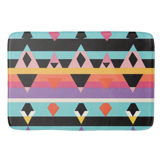 colourful stripes and triangles Pattern mix Bath Mat (Front)