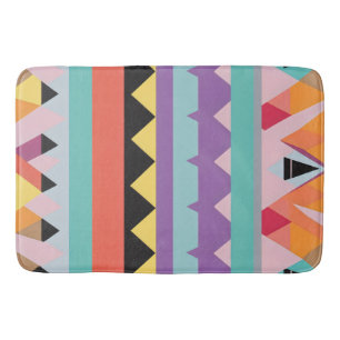 colourful stripes and triangles Pattern mix Bath Mat