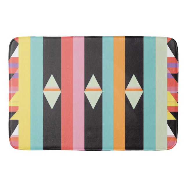 colourful stripes and triangles Pattern mix Bath Mat (Front)