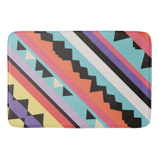 colourful stripes and triangles Pattern mix Bath Mat (Front)