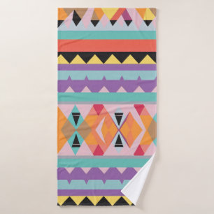 colourful stripes and triangles Pattern mix Bath Towel Set