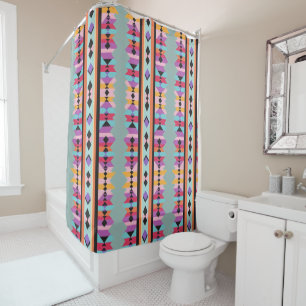 colourful stripes and triangles Pattern mix Shower Curtain
