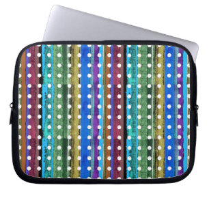 colourful stripes and white polkadots laptop sleeve