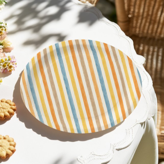 Colourful Stripes Birthday  Paper Plate (Creator Uploaded)