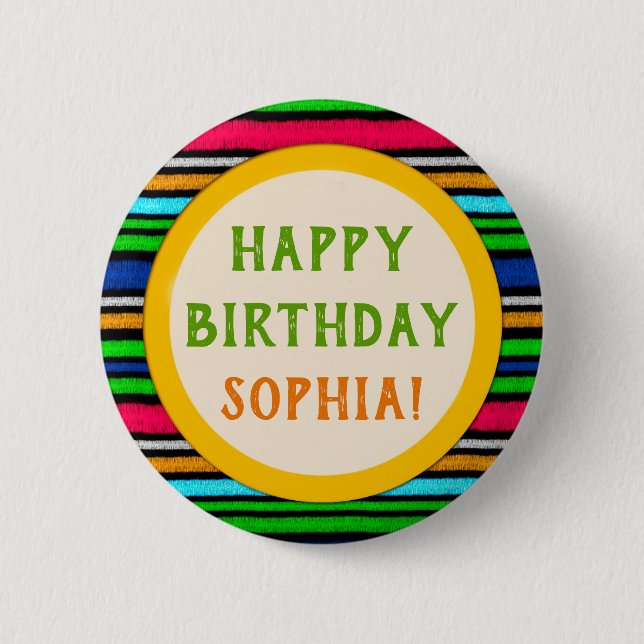 Colourful Stripes Birthday Party Favour 6 Cm Round Badge (Front)