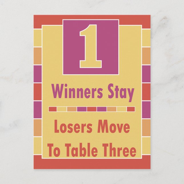 Colourful Stripes Bunco Table Card #1 (Front)