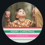 Colourful Stripes Christmas Photo Sticker<br><div class="desc">Add a pop of festive cheer with our classic Christmas collection,  featuring a bright and colourful typographic design. Perfect for spreading joy,  these bold and vibrant cards and invitations bring a playful twist to traditional holiday greetings. Customise each piece to make your holiday season merry,  bright,  and uniquely yours!</div>